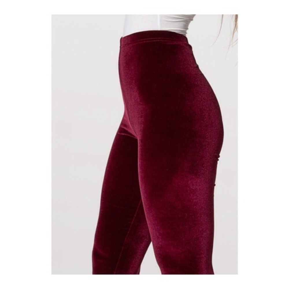 American Apparel Cabernet Burgundy Velvet Leggings